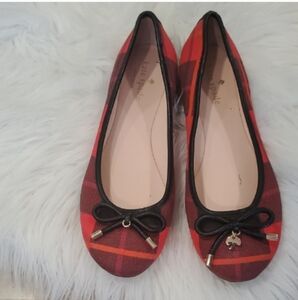 Kate Spade Red and Black Flats with Bow Detail Sz 7